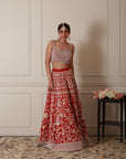  red lehenga with embroidery