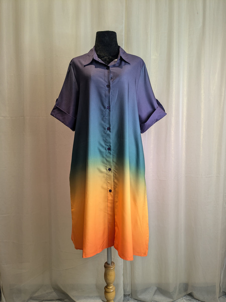 RAINBOW OMBRE SHIRT DRESS