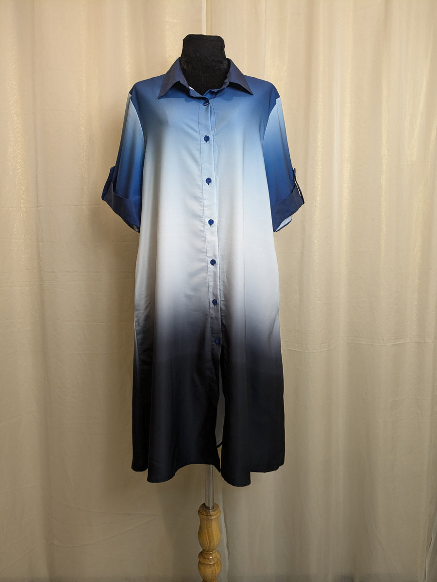 BLUE OMBRE SHIRT DRESS