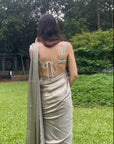 Elegant Olive Pre-Drape Saree