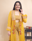 Nita Mustard Yellow Embroidered Sharara Set