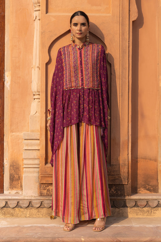 WINE ZOYA KAFTAN PALAZZO SET