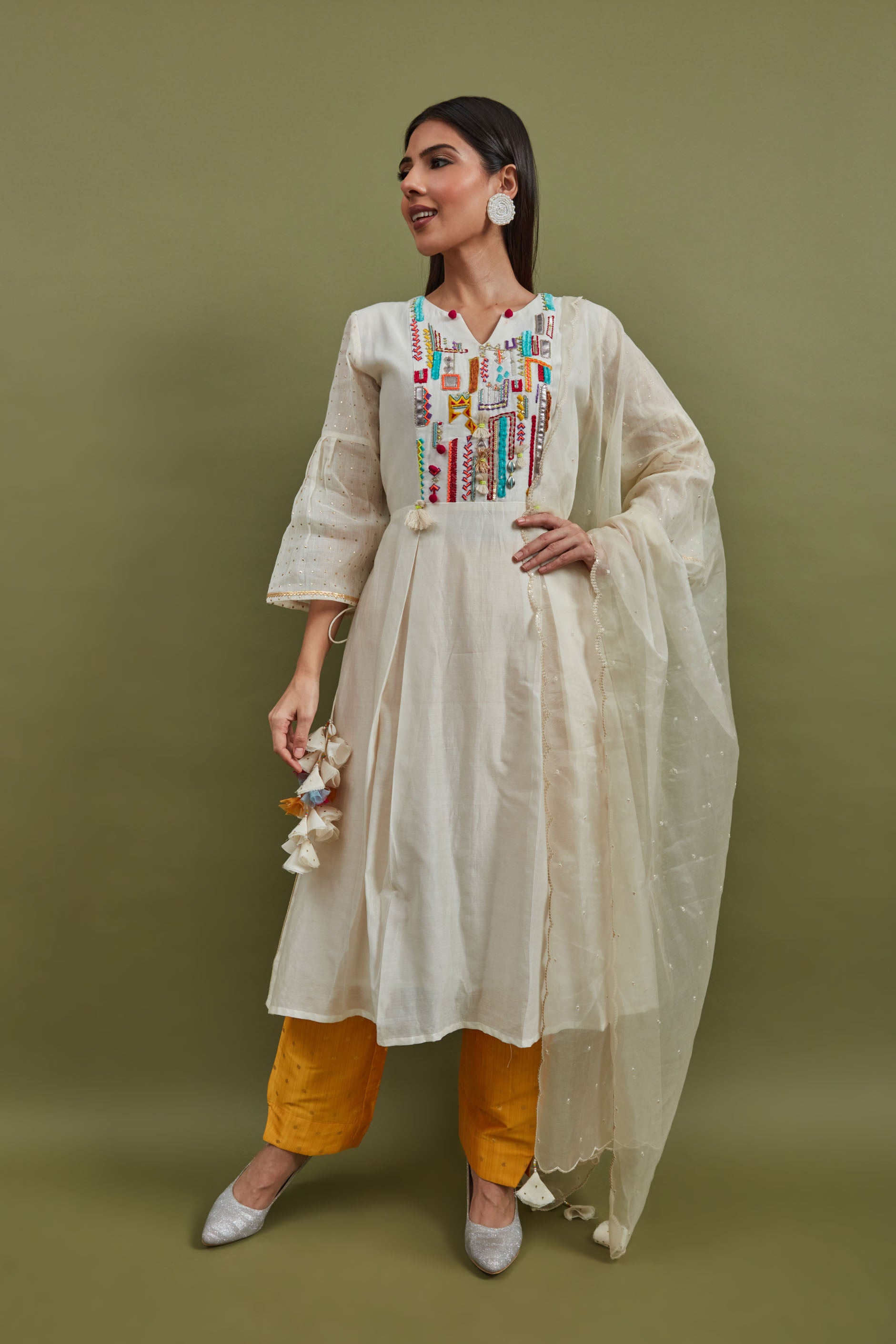 kurta set with net dupatta