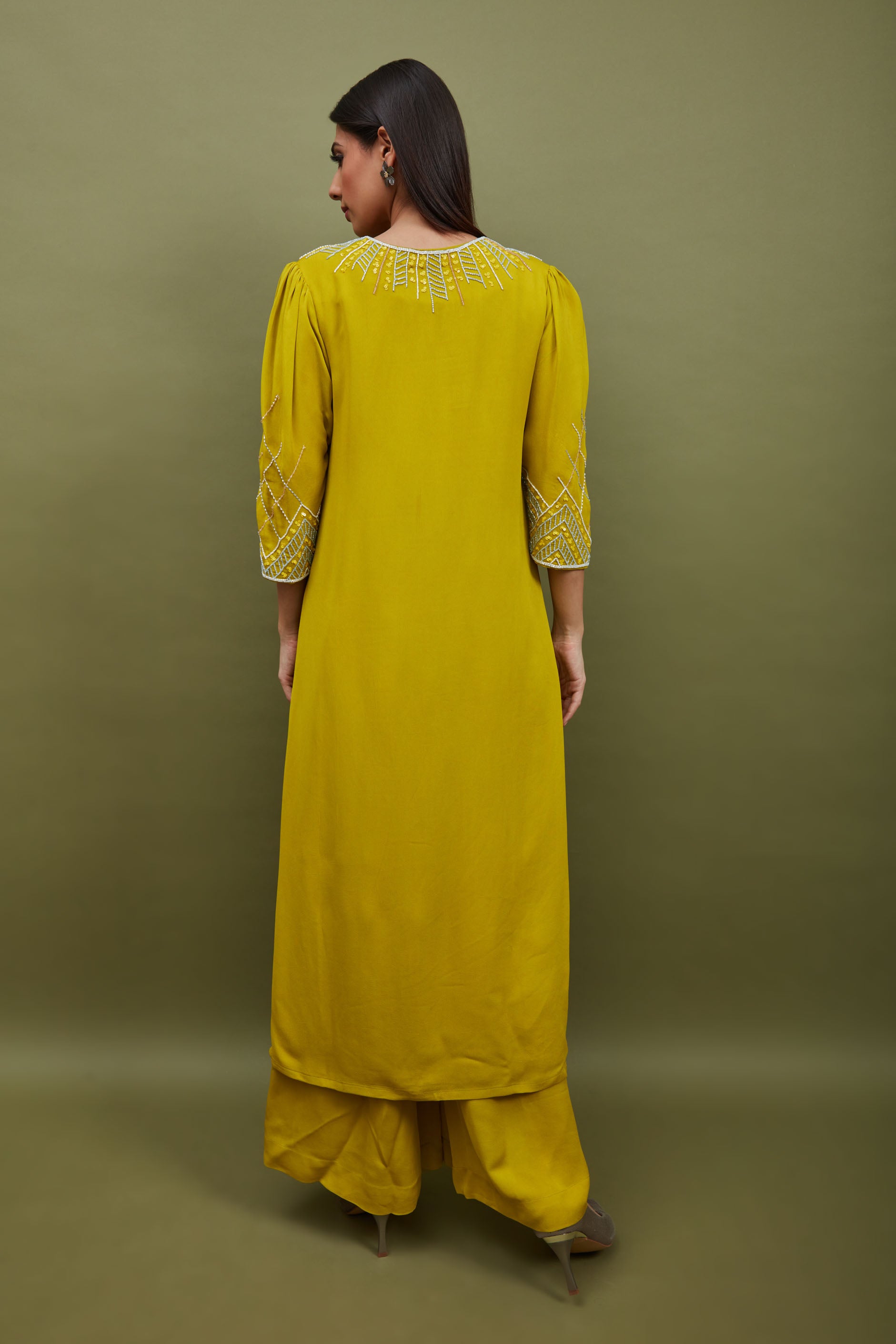 Yellow kurta with pallazo