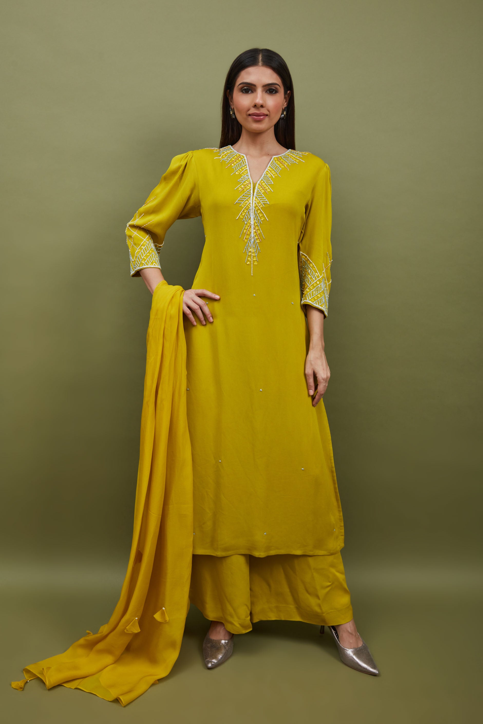 Yellow kurta with pallazo