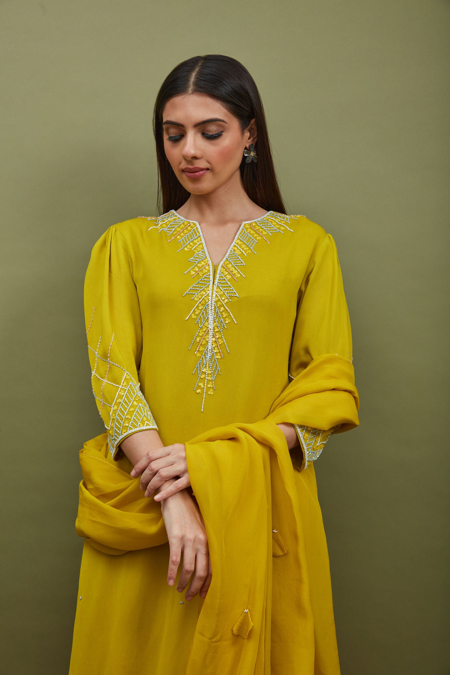 Yellow kurta with pallazo