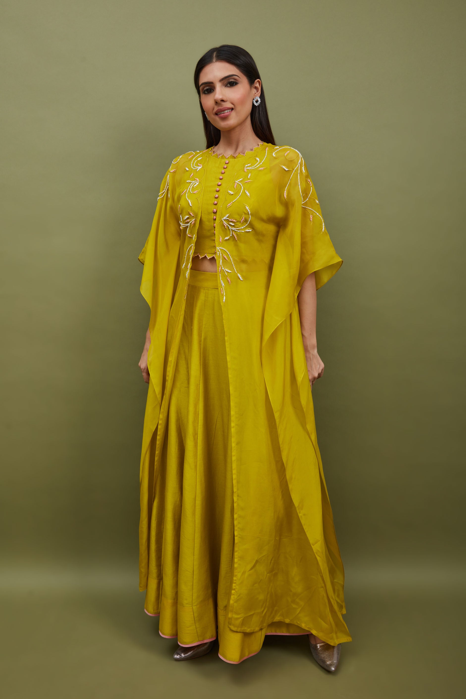 yellow co-ord set indo western outfit