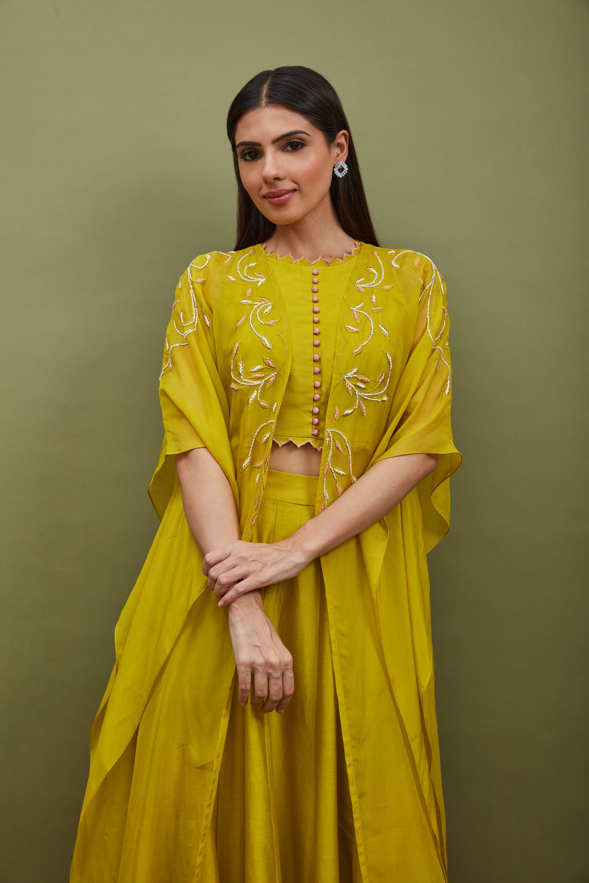 yellow co-ord set indo western outfit