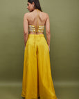 yellow indo-western top and pallazo set