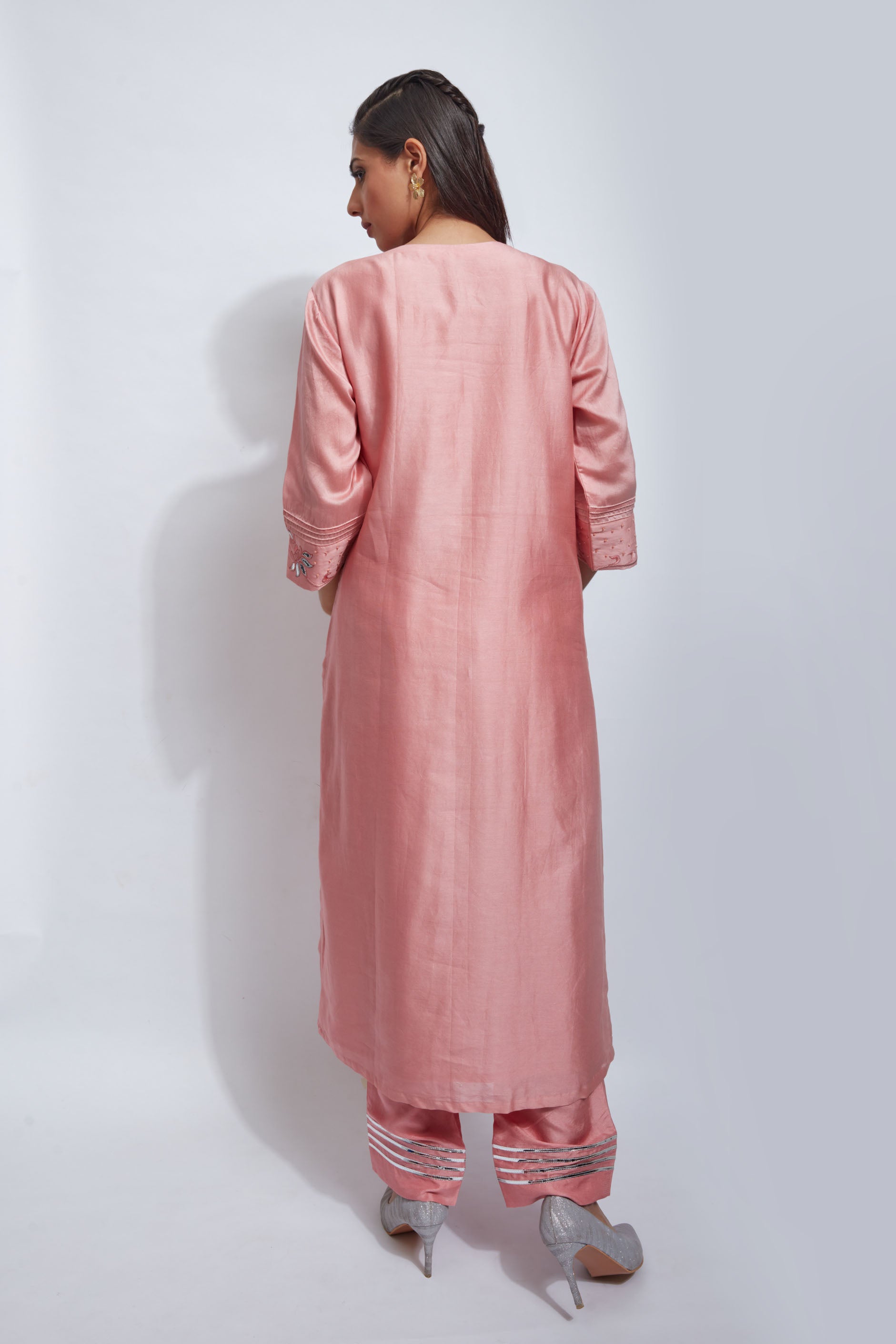 pink kurta pant set