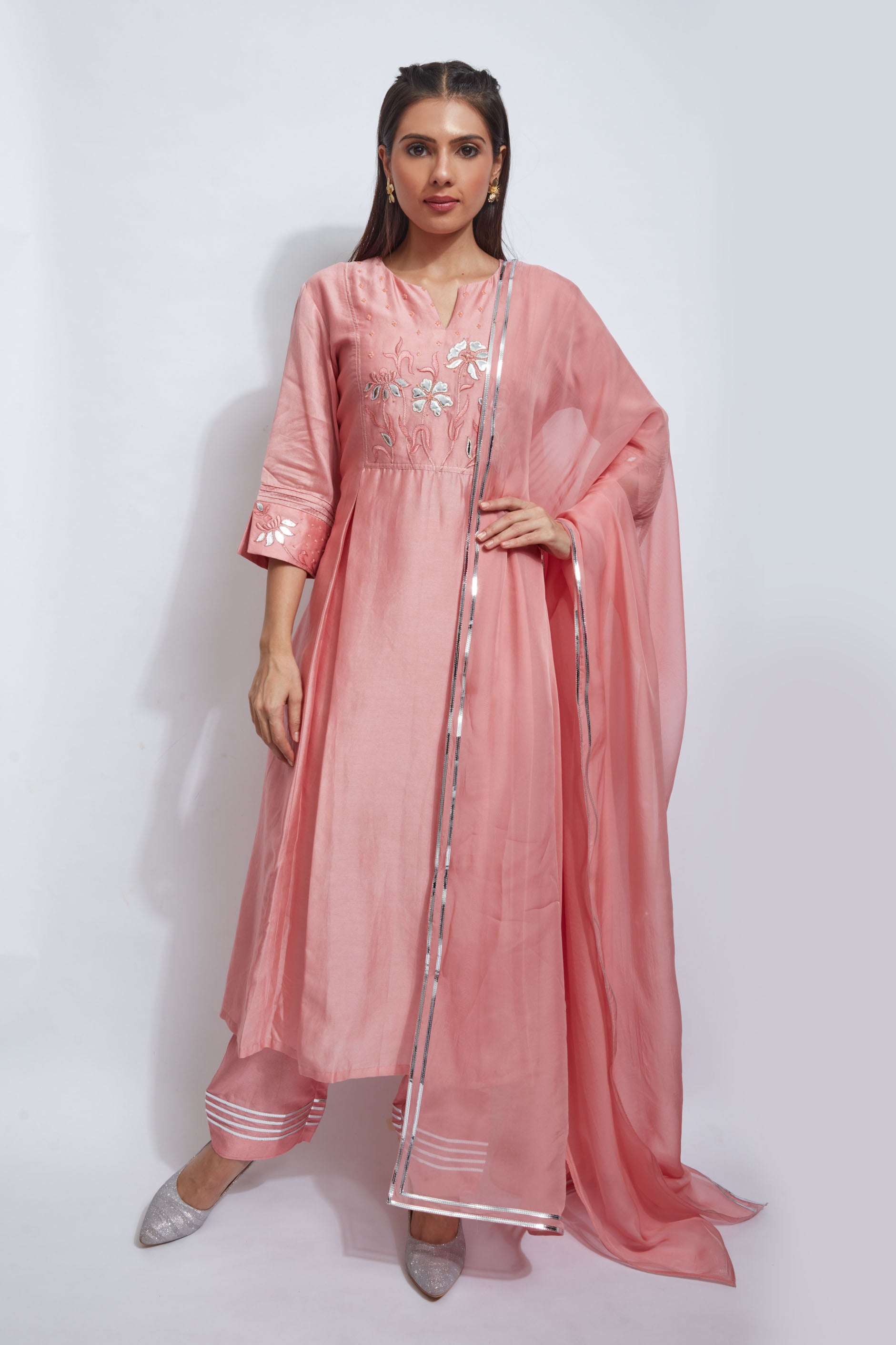 pink kurta pant set