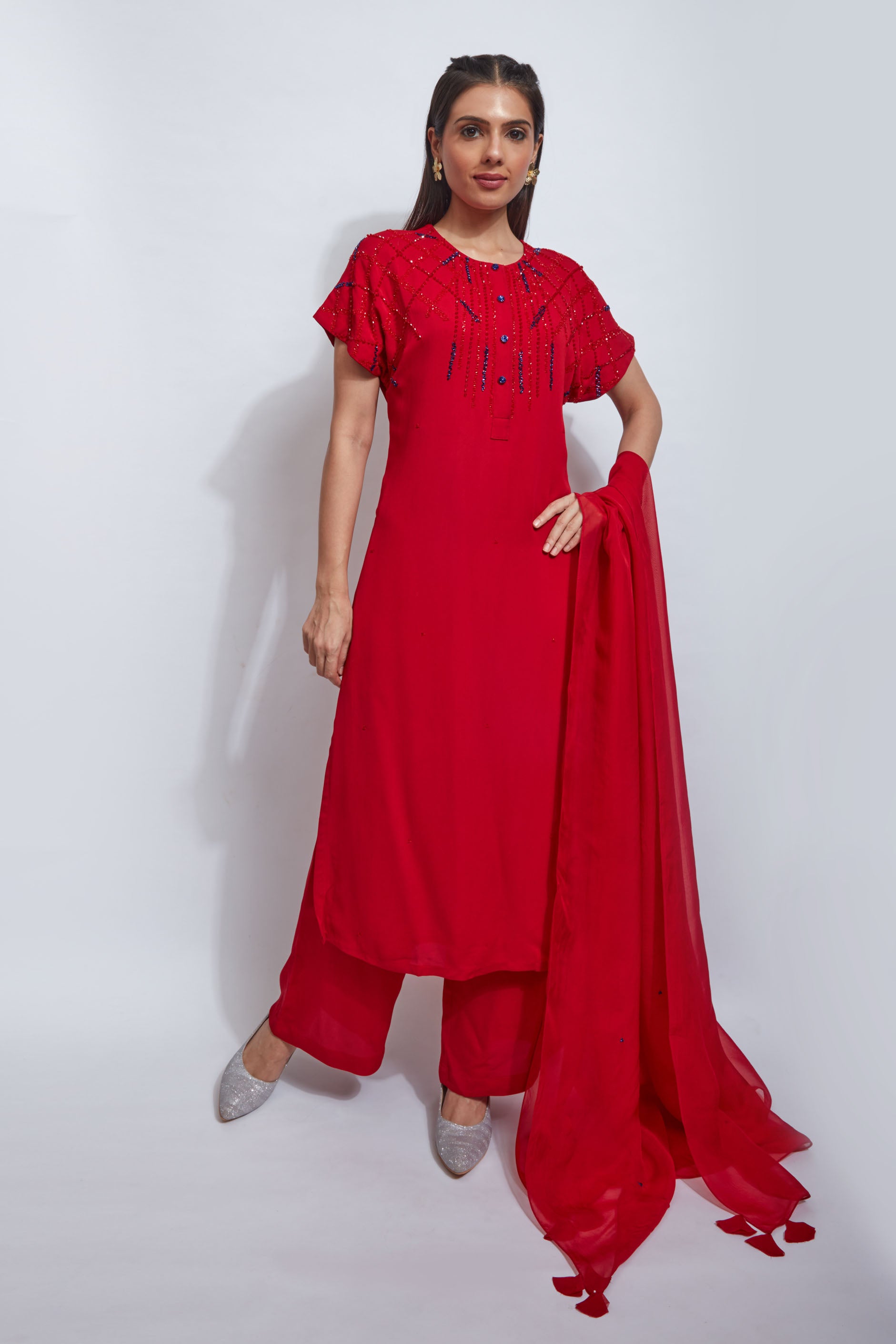 VALENTINE RED KURTA SET