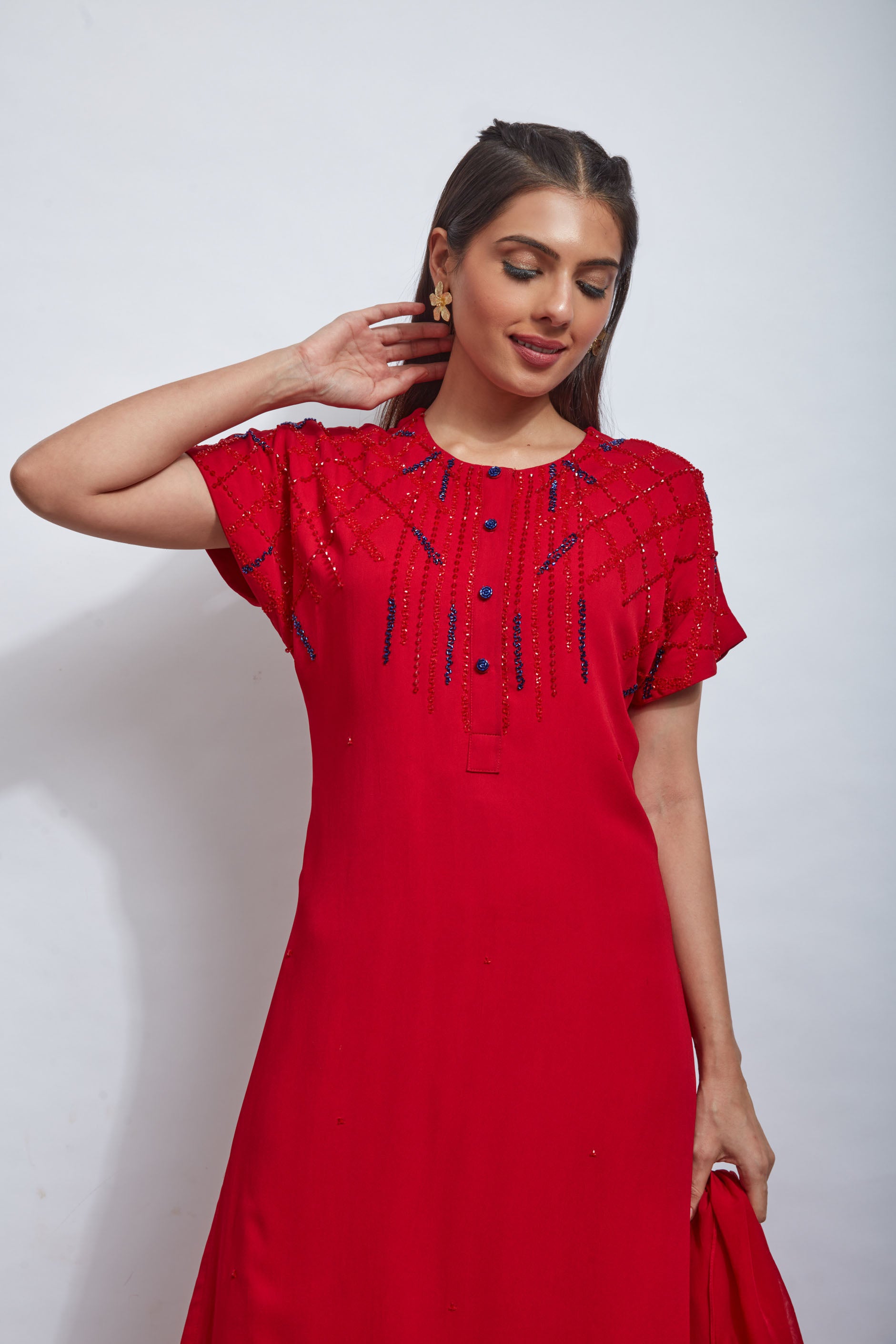 VALENTINE RED KURTA SET