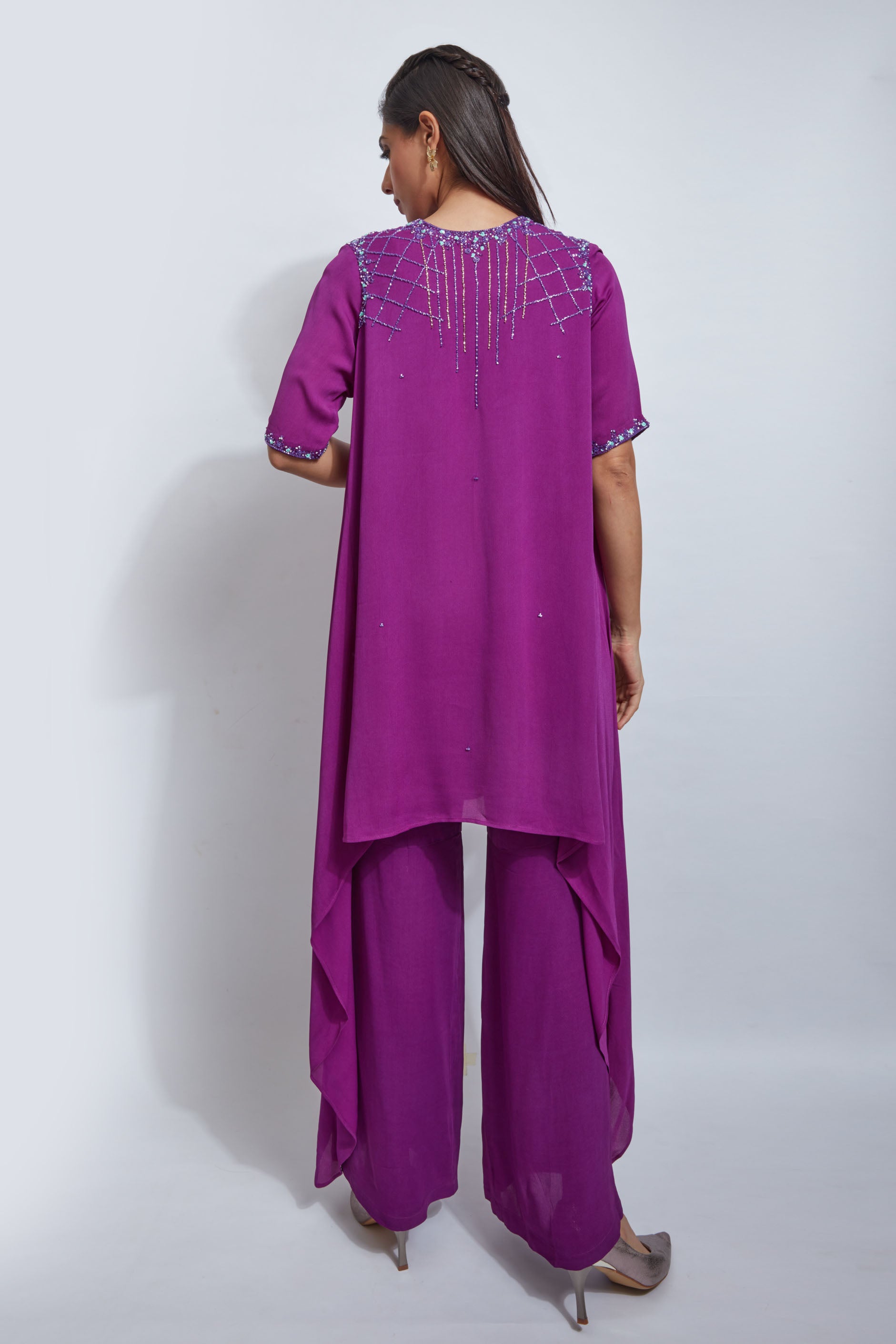 Purple kurta set with dupatta