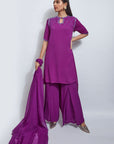 Purple kurta set with dupatta