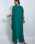 indo western outfit Green Kaftan With Pallazo