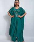 indo western outfit  Green Kaftan With Pallazo