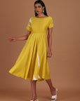 Yellow tunic calf length dress
